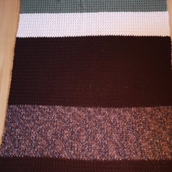 Homemade Crochet 47"x 71" Sage Ivory Brown Multi Brown & Grey Afghan / Throw - Picture 4 of 4